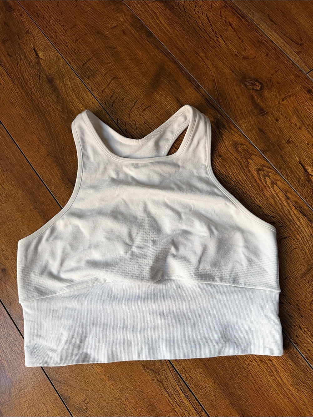 High-Neck White Racerback Crop Tank Top - Women